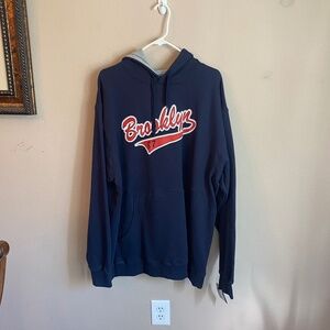 Vintage Y2k Phys. Sci Brooklyn 87 Navy Blue Pullover Hoodie XL